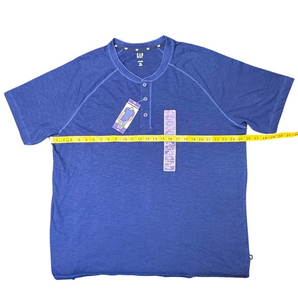 GAP Mens Blue Short Sleeve Cotton Henley T Shirt XXL New With Tags - Picture 5 of 6
